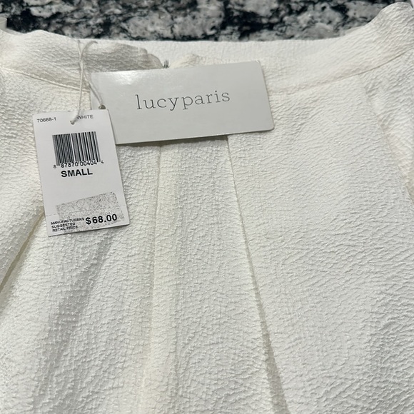 Lucy Paris White Skirt with pleat detail & sheer band at the knee Small - Picture 6 of 7